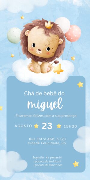Convite Chá de Bebê Leão