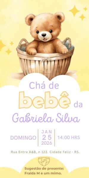 Convite Chá de Bebê Urso