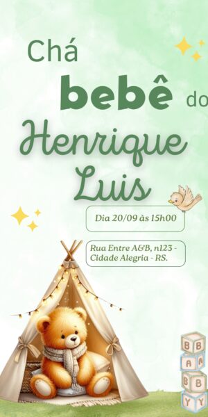 Convite Chá de Bebê Urso Cabana