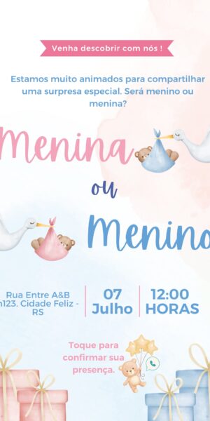 Convite Chá Revelação Cegonhas