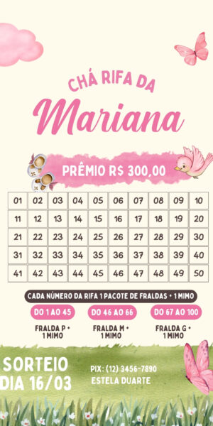 Convite Chá Rifa Borboleta