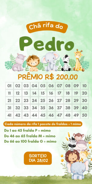 Convite Chá Rifa Animais floresta
