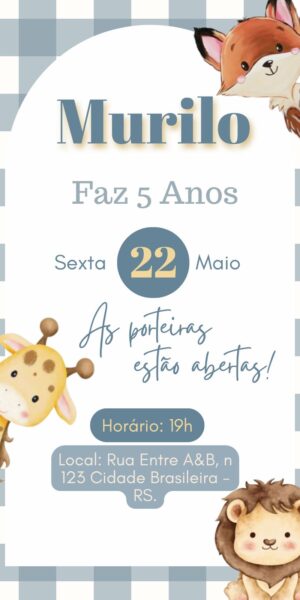 Convite Aniversário Infantil Animais da Floresta 2