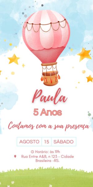 Convite Aniversário Infantil Balão
