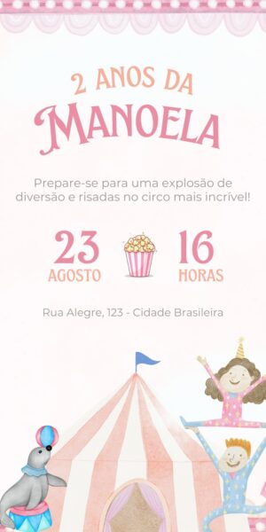 Convite Aniversário Infantil Circo