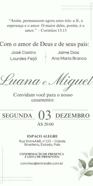 Convite Casamento Delicado verde