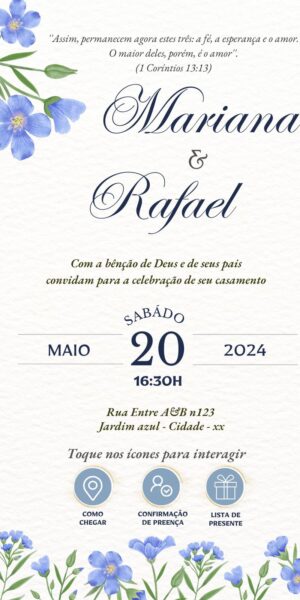 Convite Casamento Interativo Flores Lilás