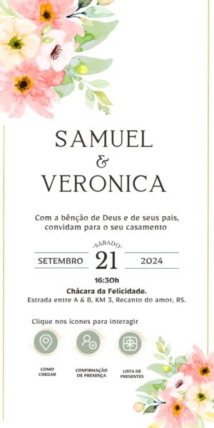 Convite Casamento Interativo Buquê