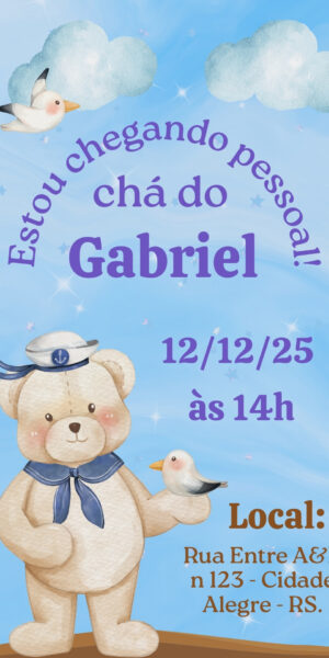 Convite Chá de Bebê Uso Urso Marinheiro