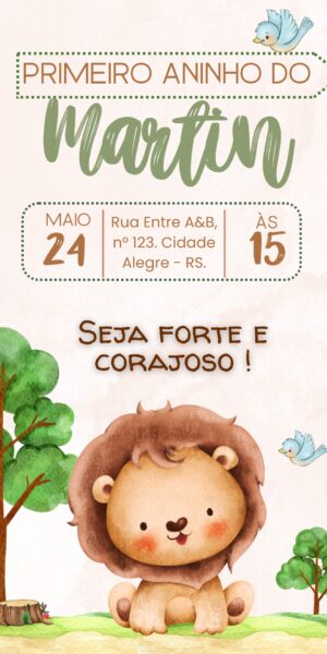 Convite Chá de Bebê Leão Corajoso