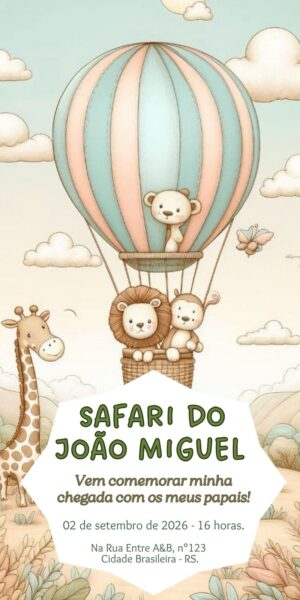 Convite Chá de Bebê Uso Balão