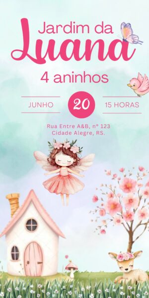 Convite Aniversário Animado Infantil Fada Voando
