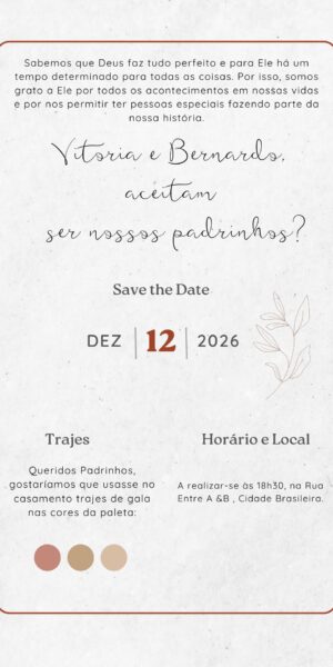 Convite Padrinhos paleta Nude