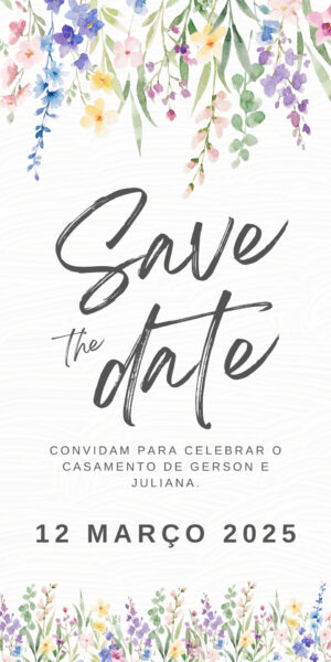 Convite Save the Date Flores Coloridas